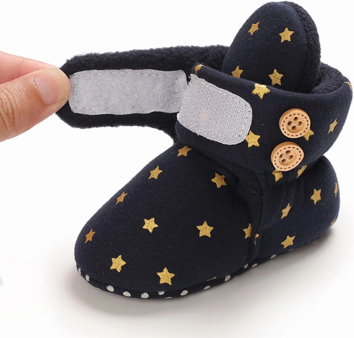 Boots for Babies Boy Baby Shoes Plus Velvet Warm Polka Dot Printing Boots Non Slip Breathable Toddler Shoes Snap Booties Baby Boy Size 9.5 Soccer Cleats