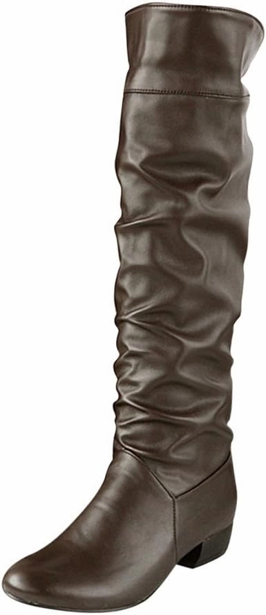 Combat Casual Boots Boots For Women Pleated Thigh High Boots Low Block Heel Knee High Boots Over Knee Tall Long Bootie