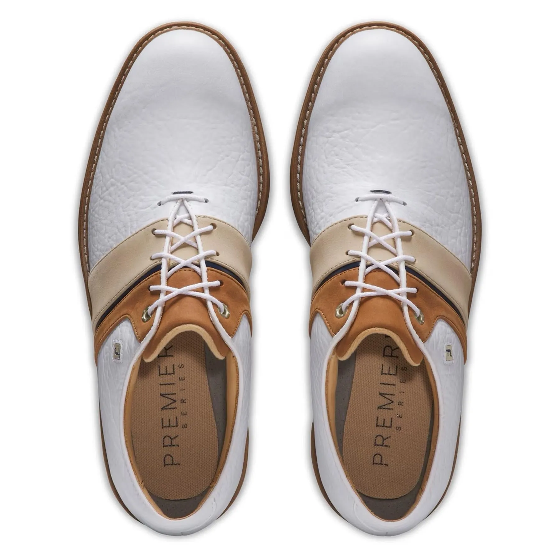 Clearance Bryan Bros Golf Premiere Series Packard LX Golf Shoes White/Blue/Brown