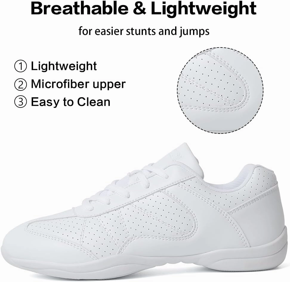 Good Running Training Shoes CADIDL Cheer Shoes for Women White Cheerleading Athletic Dance Shoes Girls Flats Tennis Walking Sneakers