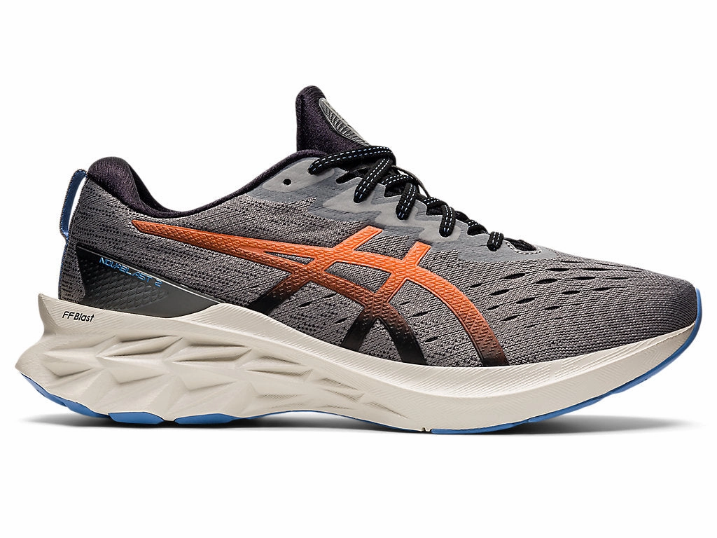 Asics Most Popular Running Shoes Men's Asics Novablast 2, Clay Grey/Shocking Orange, 11.5 D Medium