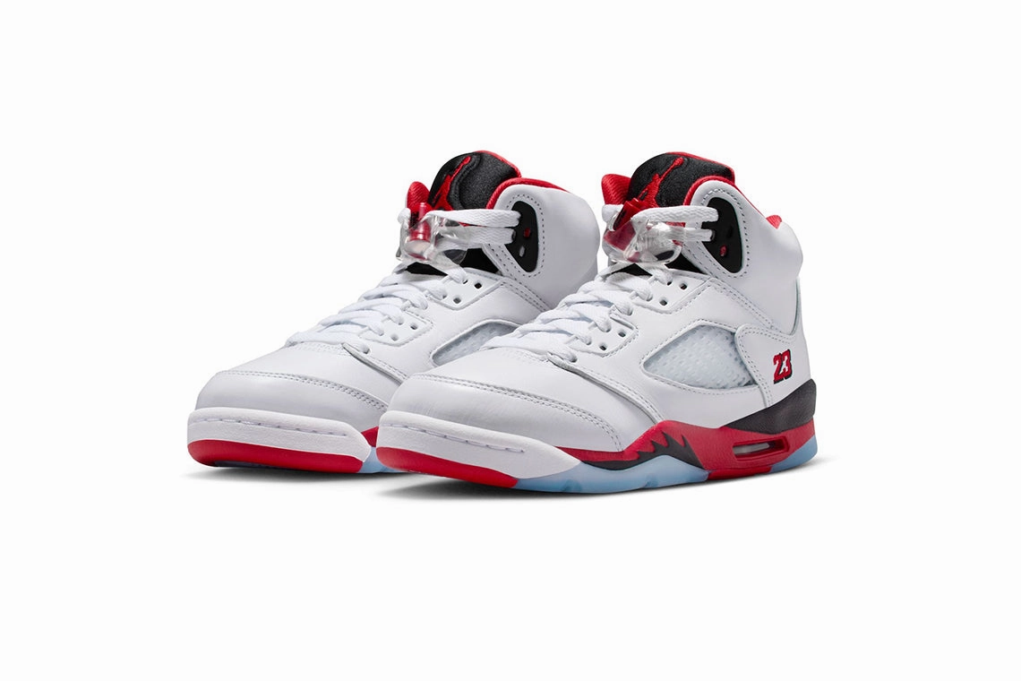 Nike Waffle Debut Vintage Running Shoes NIKE AIR Jordan 5 (Big Kids) - Fire Red "Black Tongue" (9/13)
