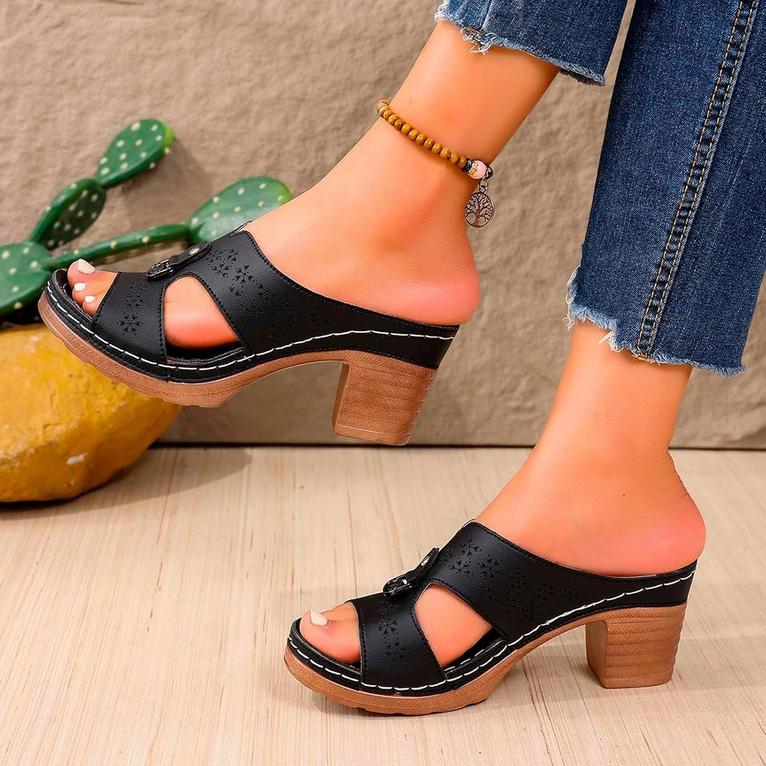 Women's Summer Fashion Sandals Mid Heel Open Toe Comfortable Casual Beach Walking Shoes Ladies Stylish Slip On Altra Cross Training Shoes