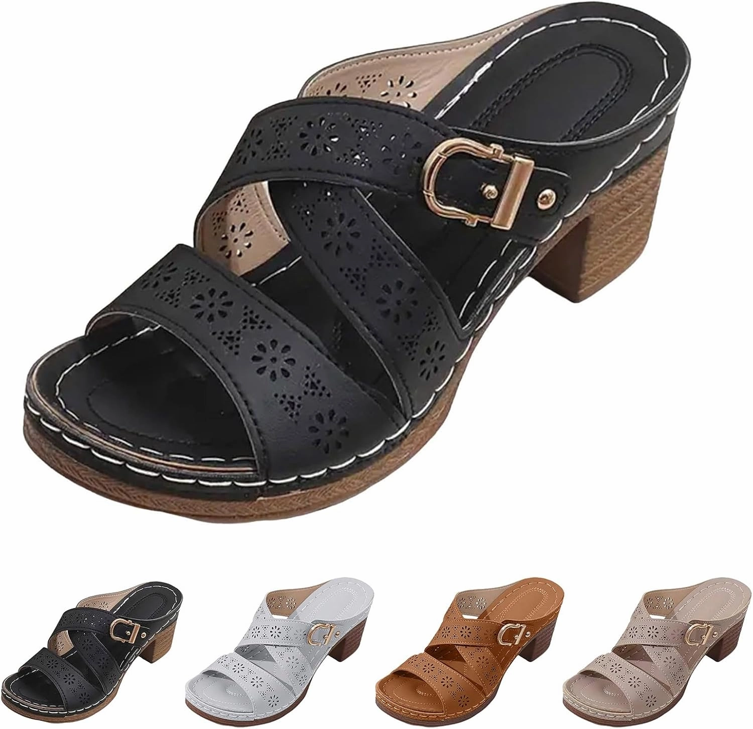 Wilson Rush Pro Tennis Shoes Platform Wedge Sandals for Women Chunky High Heel Open Toe Sandals Buckle Strap Comfortable Casual Beach Shoes Elegant Adjustable Platform Beach Walking Shoes Breathable Lightweight Shoe