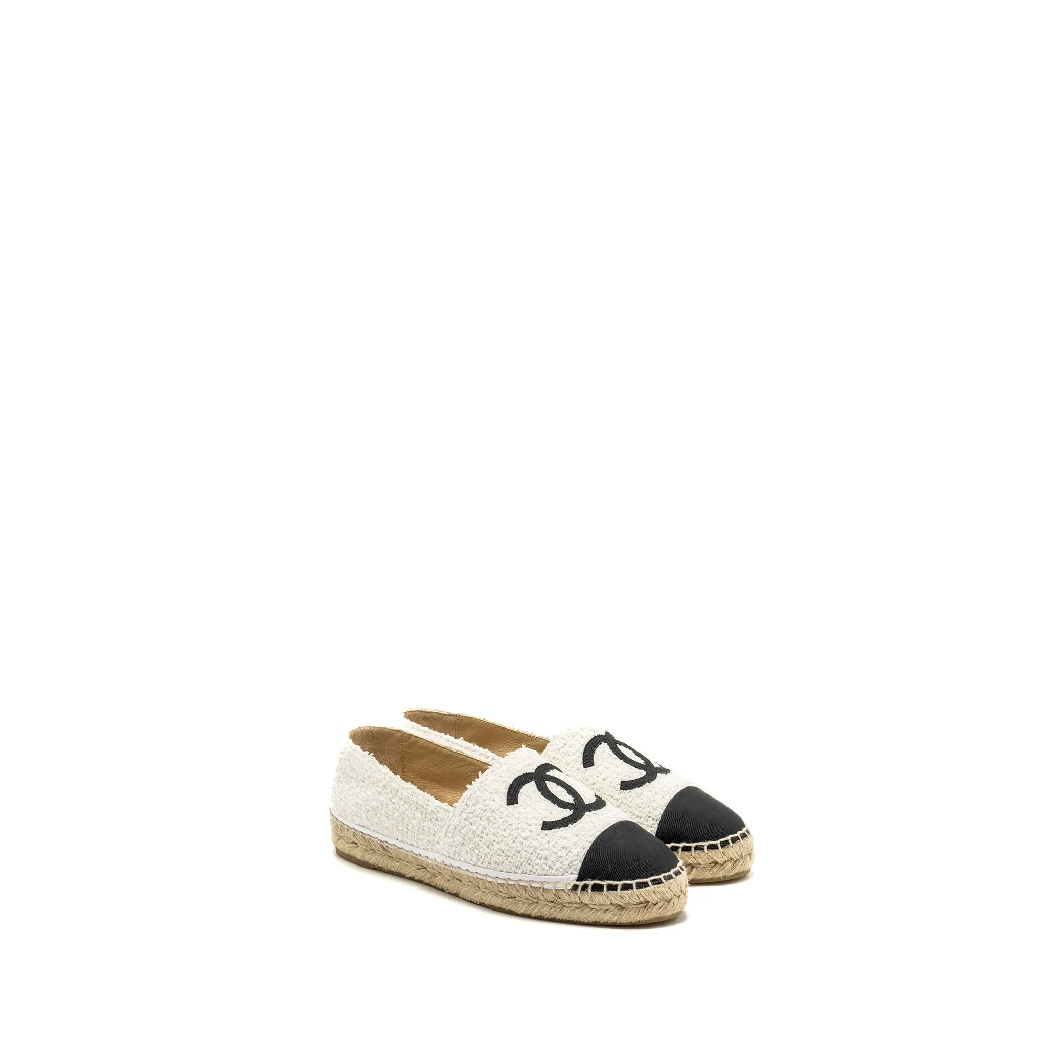 Chanel Size 40 Espadrilles white / black Zara Satin Espadrilles