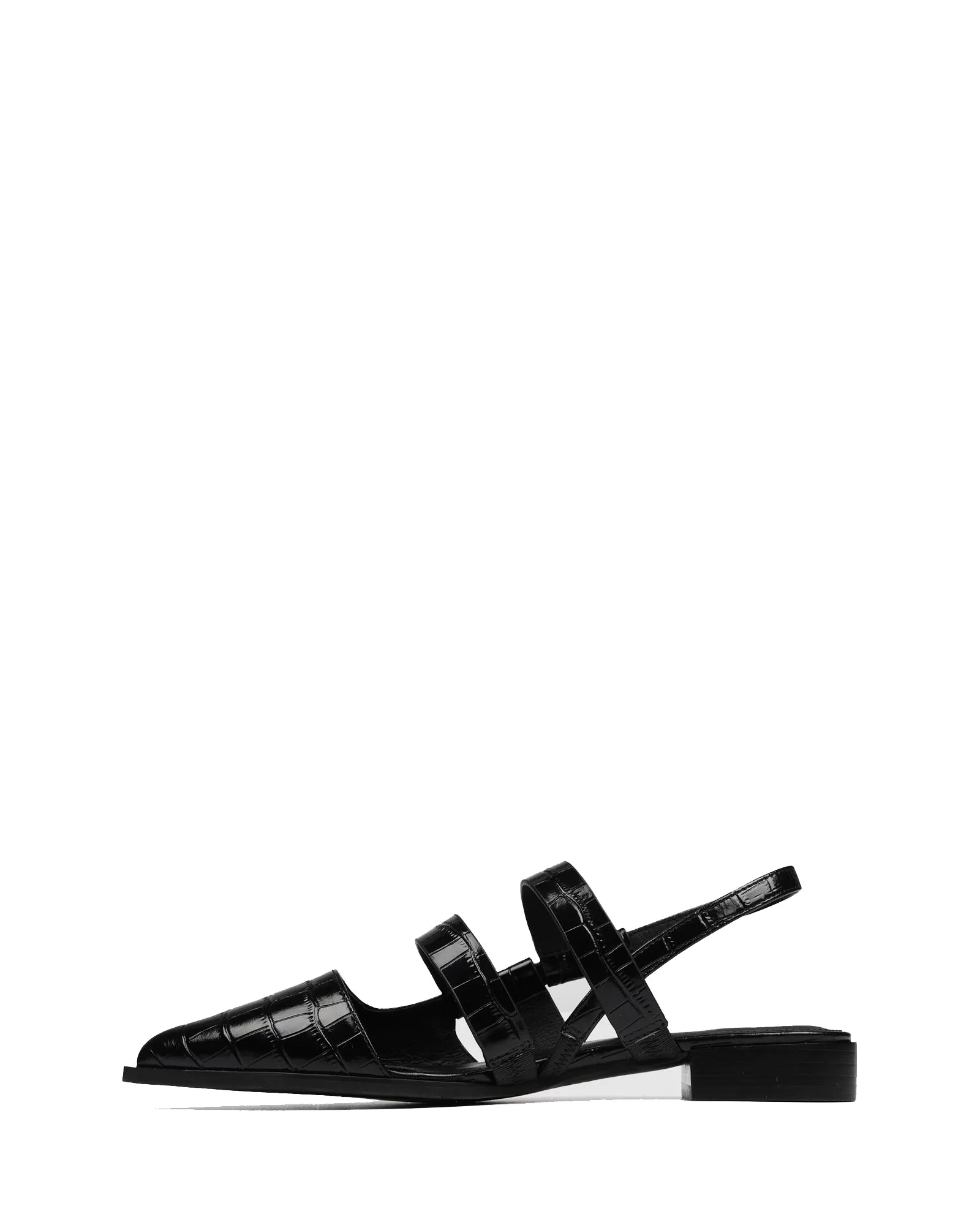 Charlotte Black Crocodile Print Pointy Flats for Women 6t Snow Boots