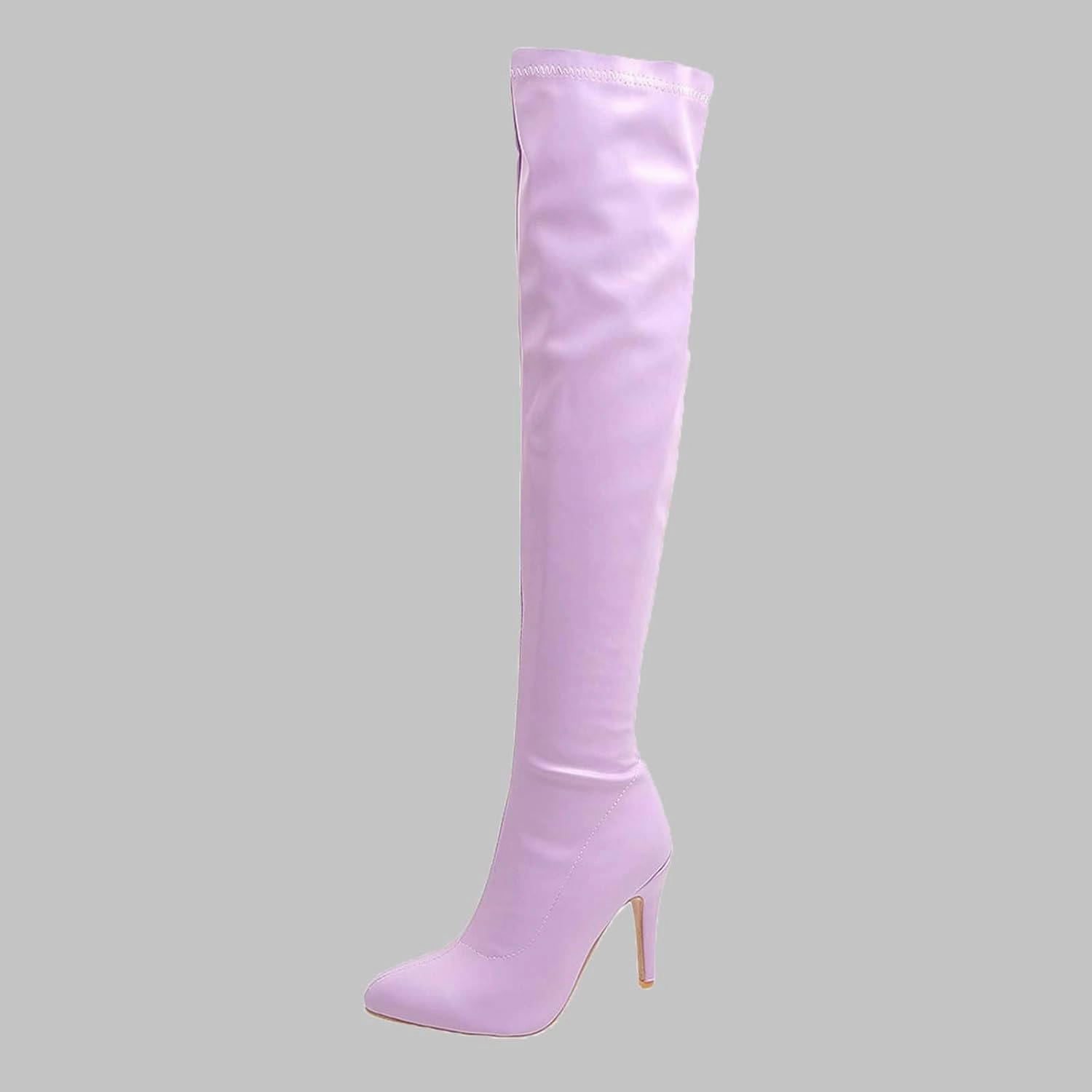 ZDLJYL Women's Thigh High Boots Over The Knee Boot Shoes Autumn Winter Stretch Pointed Toe Stiletto High-Heeled Sexy Ladies Boots Knee High Cow Print Boots