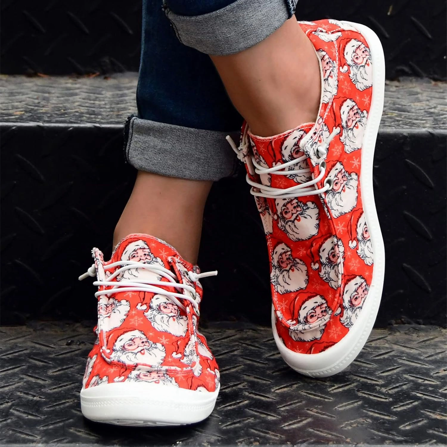 Christmas Shoes for Women Canvas Lace Up Flats Shoes Women Dressy Comfortable Sneaker Slip On Loafers Women Shoes Under Armor Volleyball Shoes