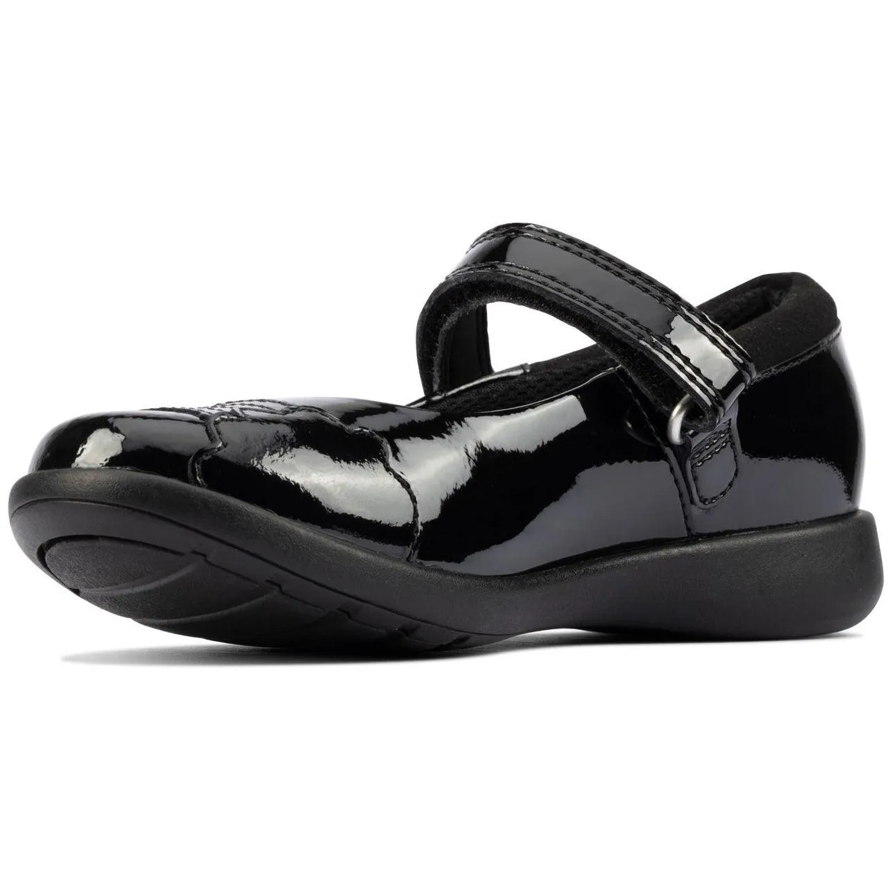 Clarks Girls School Shoe Etch Beam K Black Patent