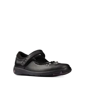 Clarks Girls School Shoe Sea Shimmer T Black Leather Vivaia Shoes Mary Janes