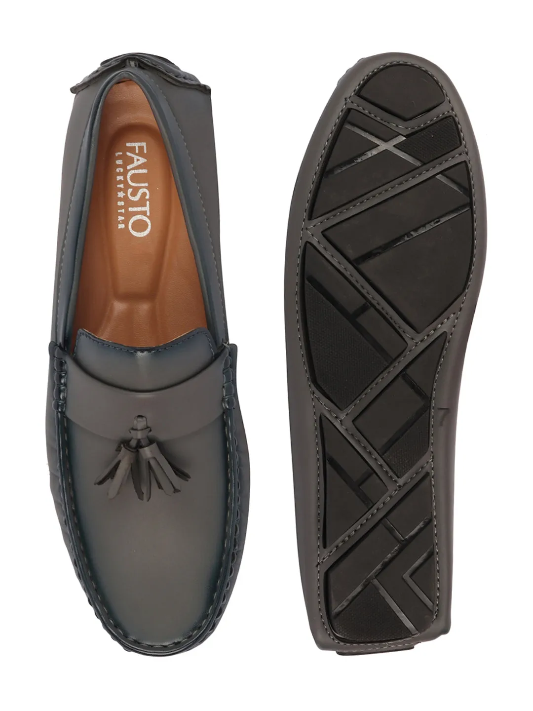 Mia Loafers Men Grey Driving Outdoor Tassel Loafer and Moccasin Shoes