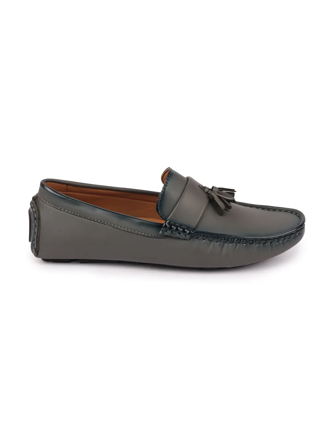 Men Grey Driving Outdoor Tassel Loafer and Moccasin Shoes Chuncky Loafers