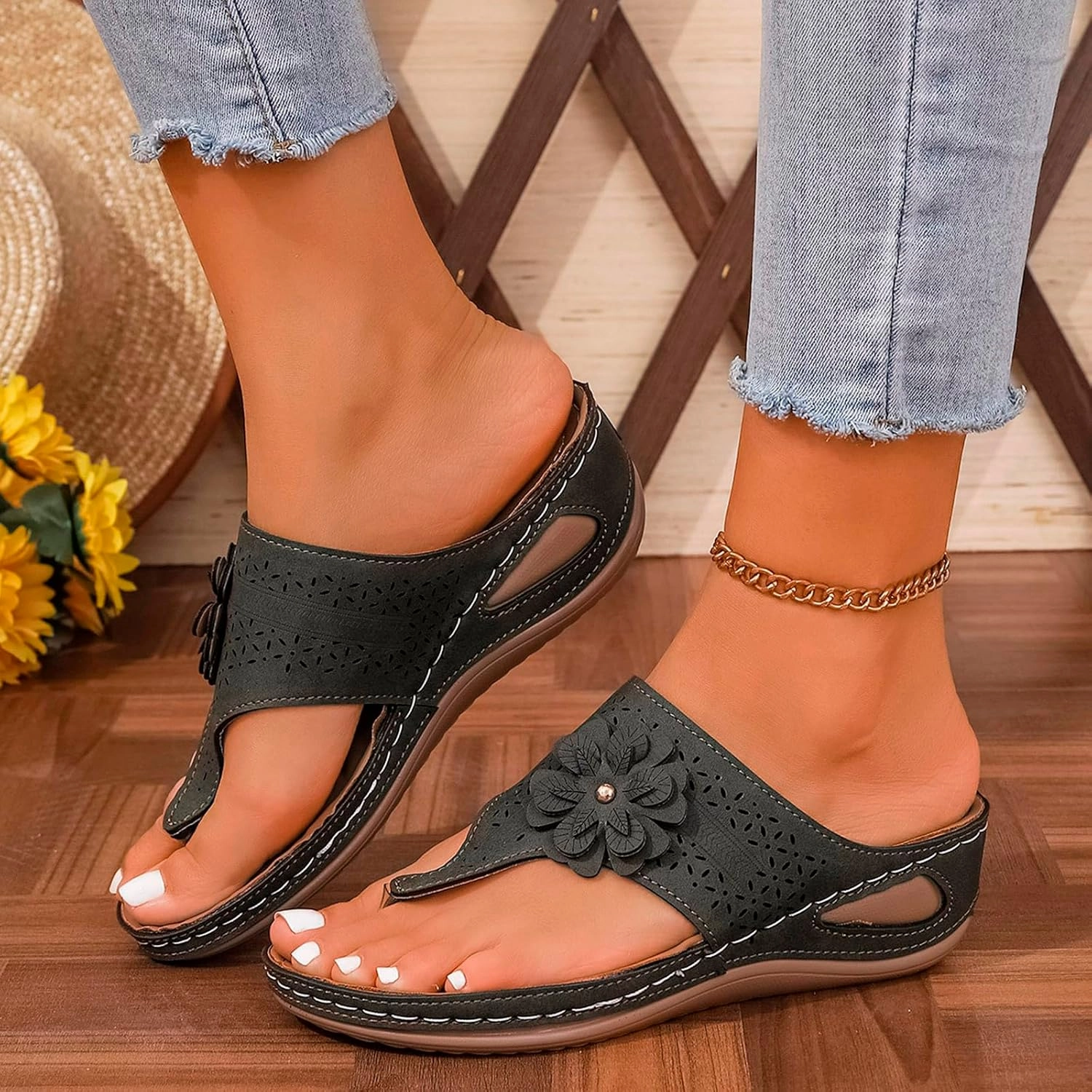 Flip Flop And Fly Song Classic Wedge Sandals Women Arch Support Thong Sandals Casual Dressy Orthopedic Summer Boho Flip Flop 2025
