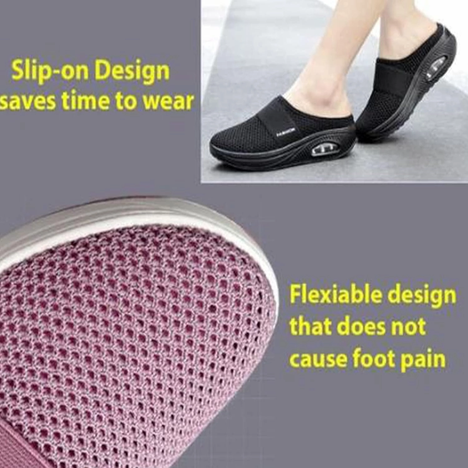 Women's Air Cushioned Arch Support Walking Shoes Mesh Orthopedic Diabetic Slippers Summer Slip-On Mule Sneakers Breathable Slippers Closed Toe Slides Outdoor Going Out Lounge Tennis Shoes Brands