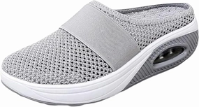 Women's Air Cushioned Arch Support Walking Shoes Mesh Orthopedic Diabetic Slippers Summer Slip-On Mule Sneakers Breathable Slippers Closed Toe Slides Outdoor Going Out Lounge Extra Wide Tennis Shoes