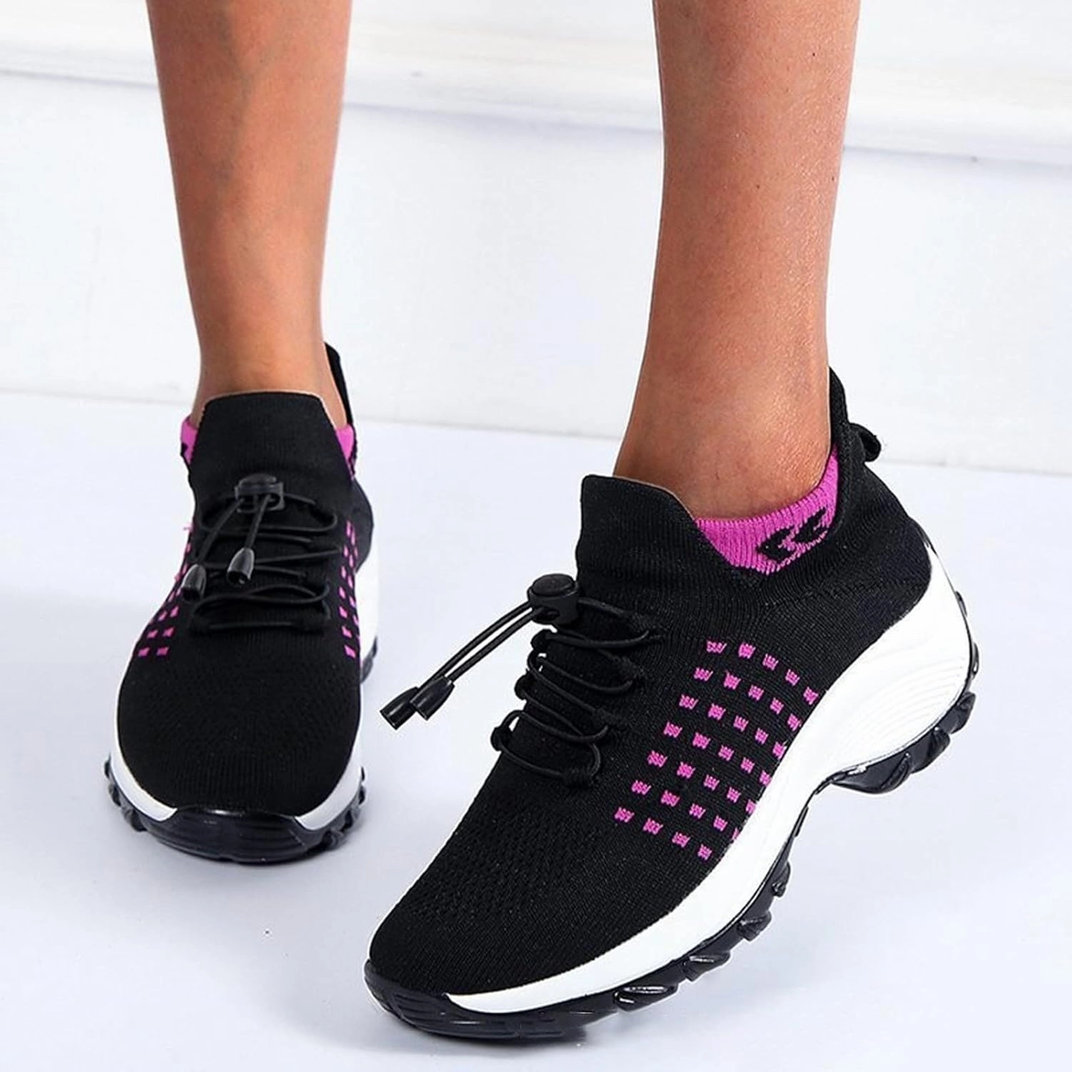 Comfortwear Ortho Shoes for Women,Breathable Walking Shoes Slip on Trainers Women's Comfortable Casual Ladies Athletic Shoe Thick Bottom Slip On Black Boots