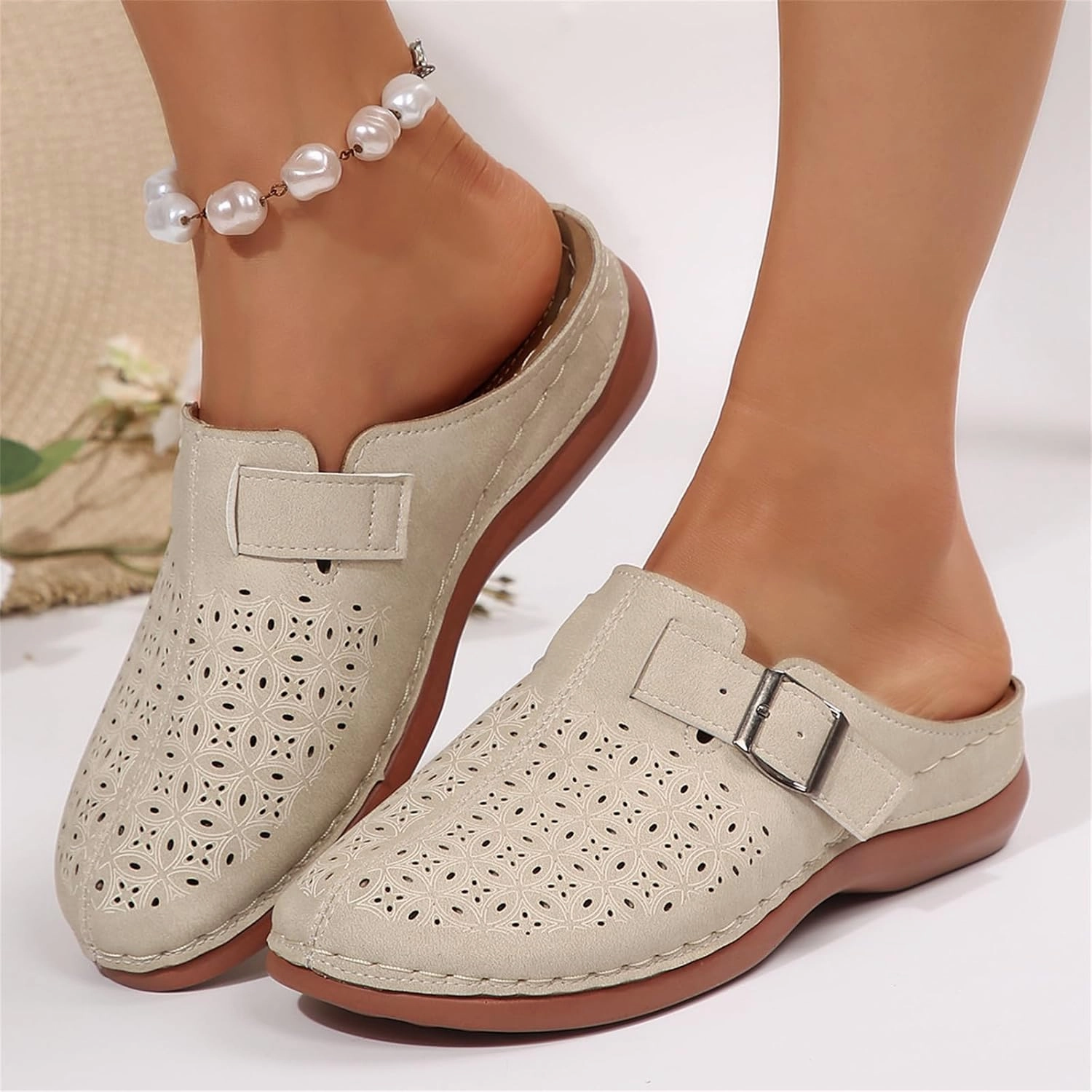 Clogs for Women Wedge Slip On Sandals Closed Toe Hollow Out Walking Shoes Mule Clogs Comfortable Sandals Lightweight Sole Sport Flip Flops