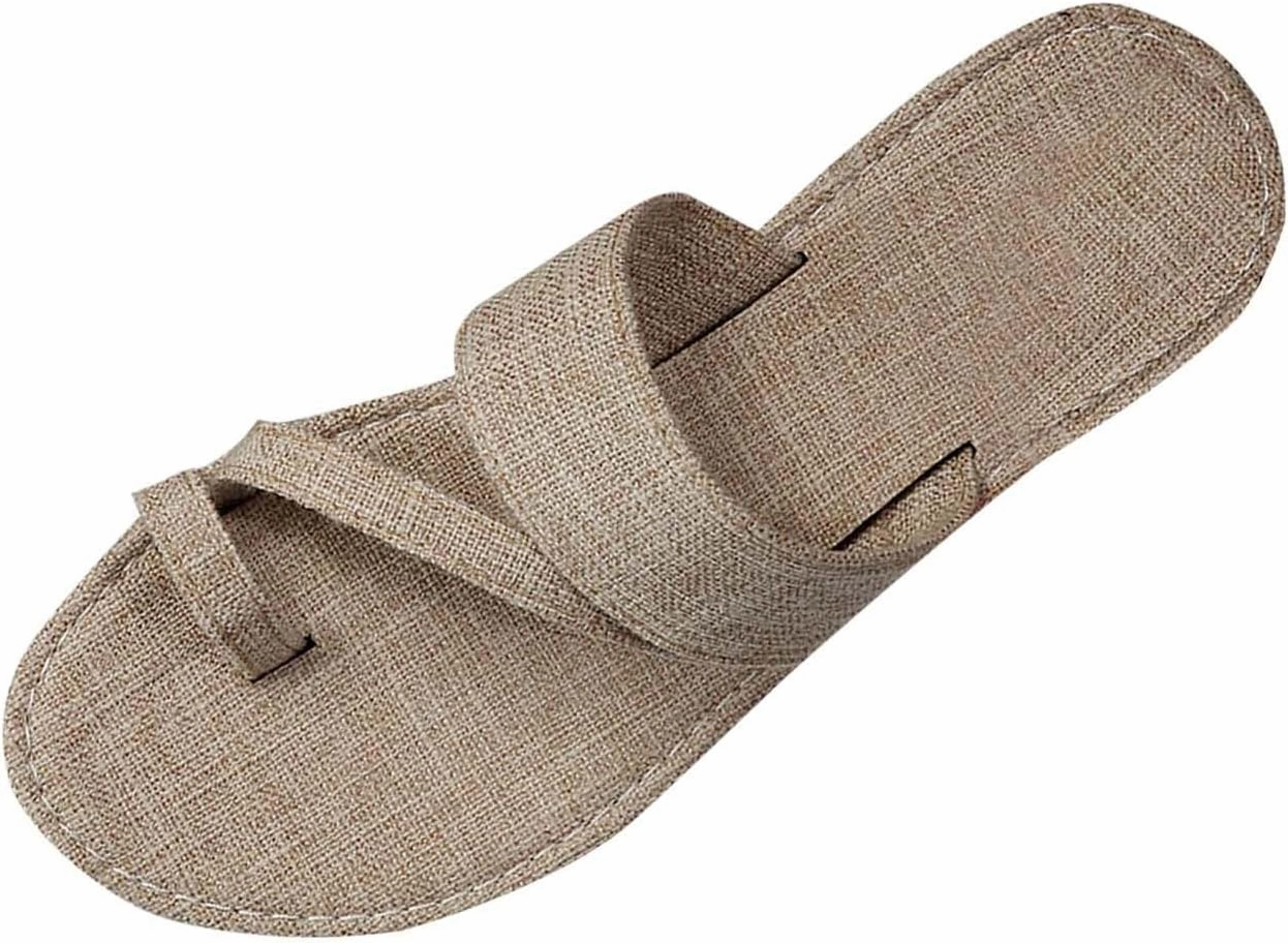 Denim Slides Sandals for Women 2025 Cute Summer Flat Sandal Casual Dressy Toe Ring Strappy Slip on Slide Flats 2025 Scotts Flip Flops