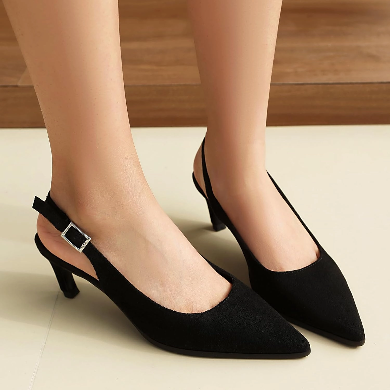 Dark Tennis Shoes SACFOF Kitten Heels for Women Slingback Pointed Toe Heels Pumps Buckle Strap Stiletto Heeled Sandals Party Wedding Dress Pumps