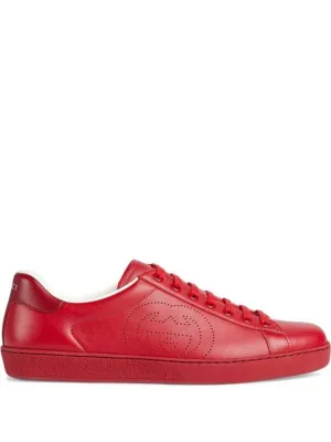 Gucci Ace Interlocking G Low Top Sneakers Hibiscus Red To Walk In All Day Best Treadmill