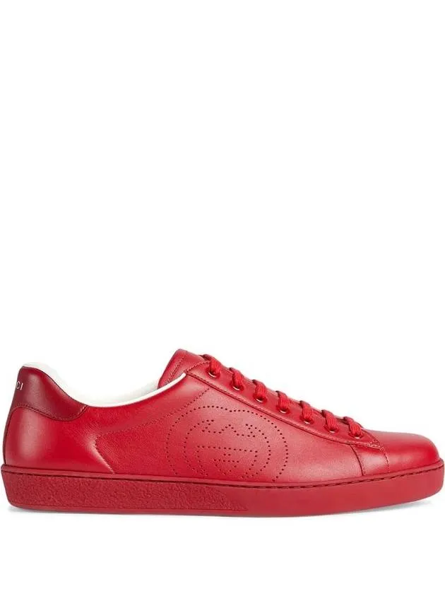 Gucci Ace Interlocking G Low Top Sneakers Hibiscus Red Best Walking Tennis Shoes