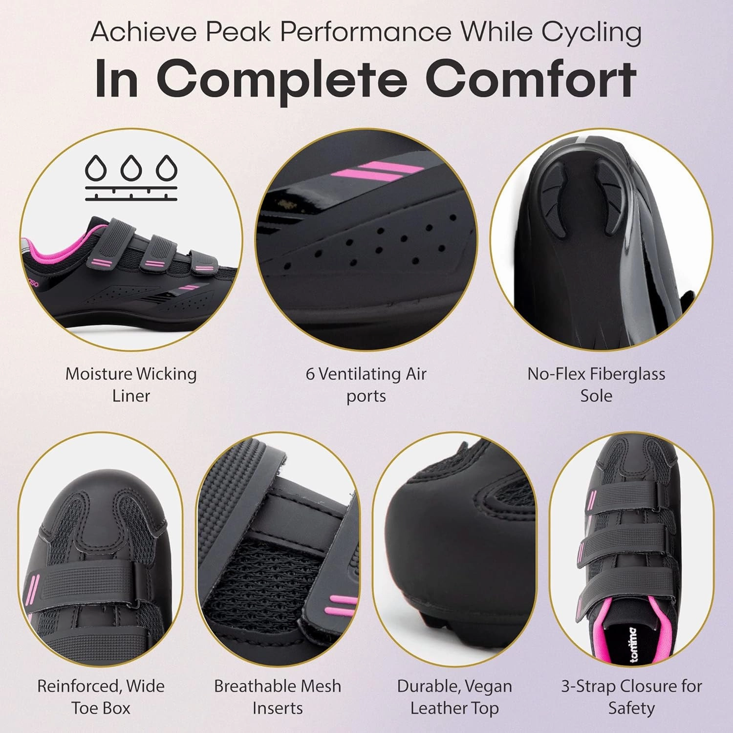 Retro Cycling Shoes For Toe Clips Tommaso Pista 100 SPD & Peloton Shoes for Women—Ready to Ride with Peloton Delta Cleat or SPD Cleats for Road Bicycles & Various Indoor Bikes—Explore Vareity Cycling Shoes & Bike Accessories