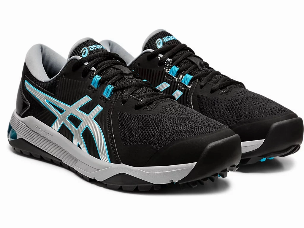 Asics Walking Shoes Wide Width Asics Mens Gel Course Glide -  BLACK SILVER BLUE