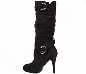 wodceeke Women's Stiletto High Heel Suede Boots Knee High Platform Sexy Boots Side Zippr Winter Dress Boots Furry Knee High Boots