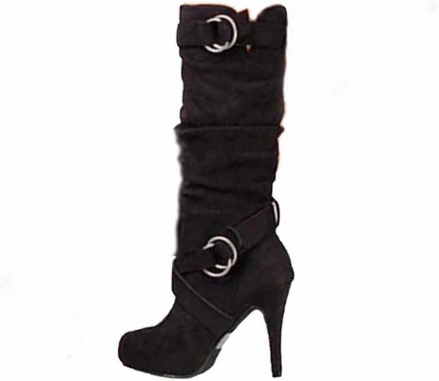 Bixby Knee High Boot wodceeke Women's Stiletto High Heel Suede Boots Knee High Platform Sexy Boots Side Zippr Winter Dress Boots