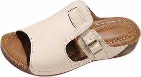 Toggle Flip Flop Minecraft Comfortable Arch Support Slides Women's Solid Color Sandals Breathable Summer Orthotic Leather Platform Wedge Slip on All Day Walking Casual Damping Sole Stretch Lightweight Sandal 2025