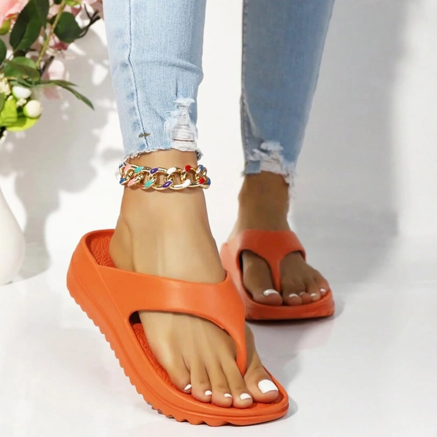 Comfortable Flip Flops for Women Arch Support Open Toe Indoor Outdoor Shoes Vacation Beach Walking Thong Sandals Flip-flop Sandals