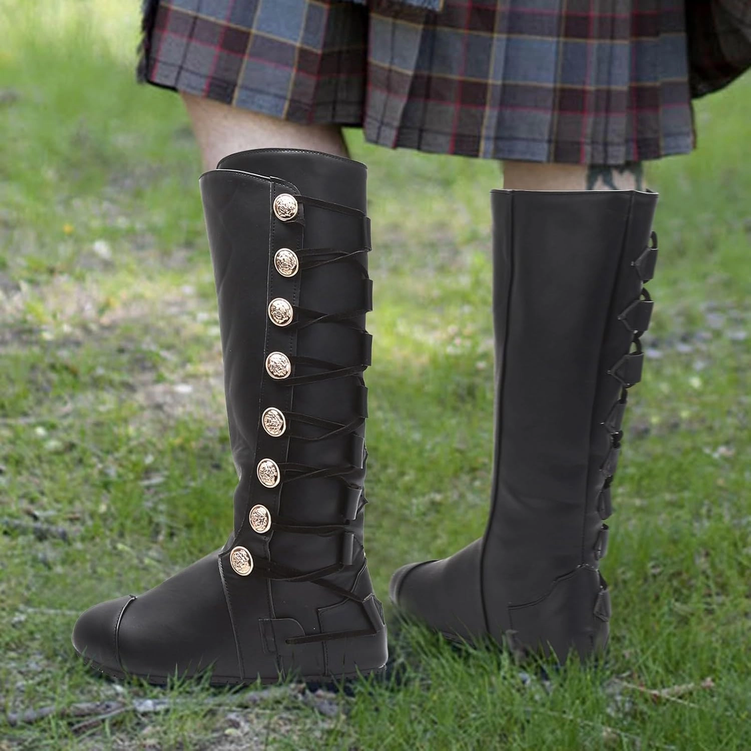 Knee High Boots Combat Boots Womens Fashion Retro Women's Shoes Breathable Chunky High Heels Comfy Side Zipper Boots Slim Fitted Knee High Boots