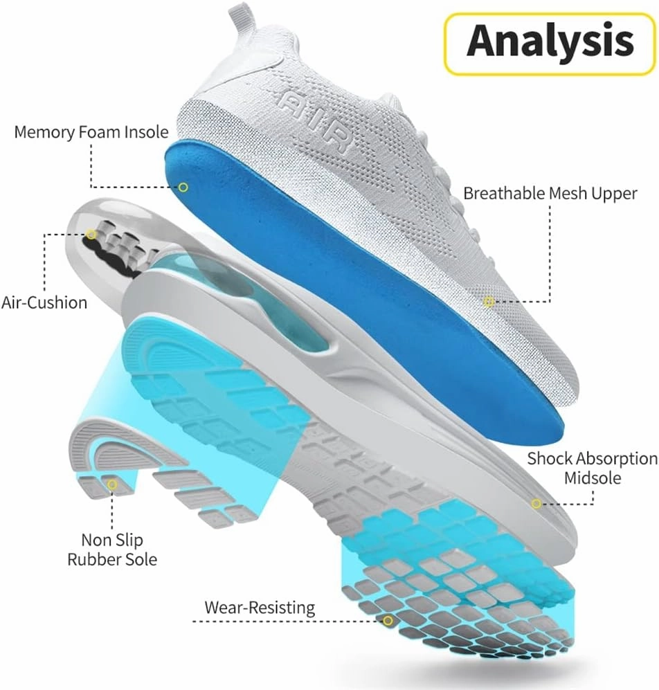 Dannto Women's Lightweight Walking Sneakers Air Cushion Tennis Athletic Running Fashion Sport Shoes for Girls Crossfit Training Shoes Reebok