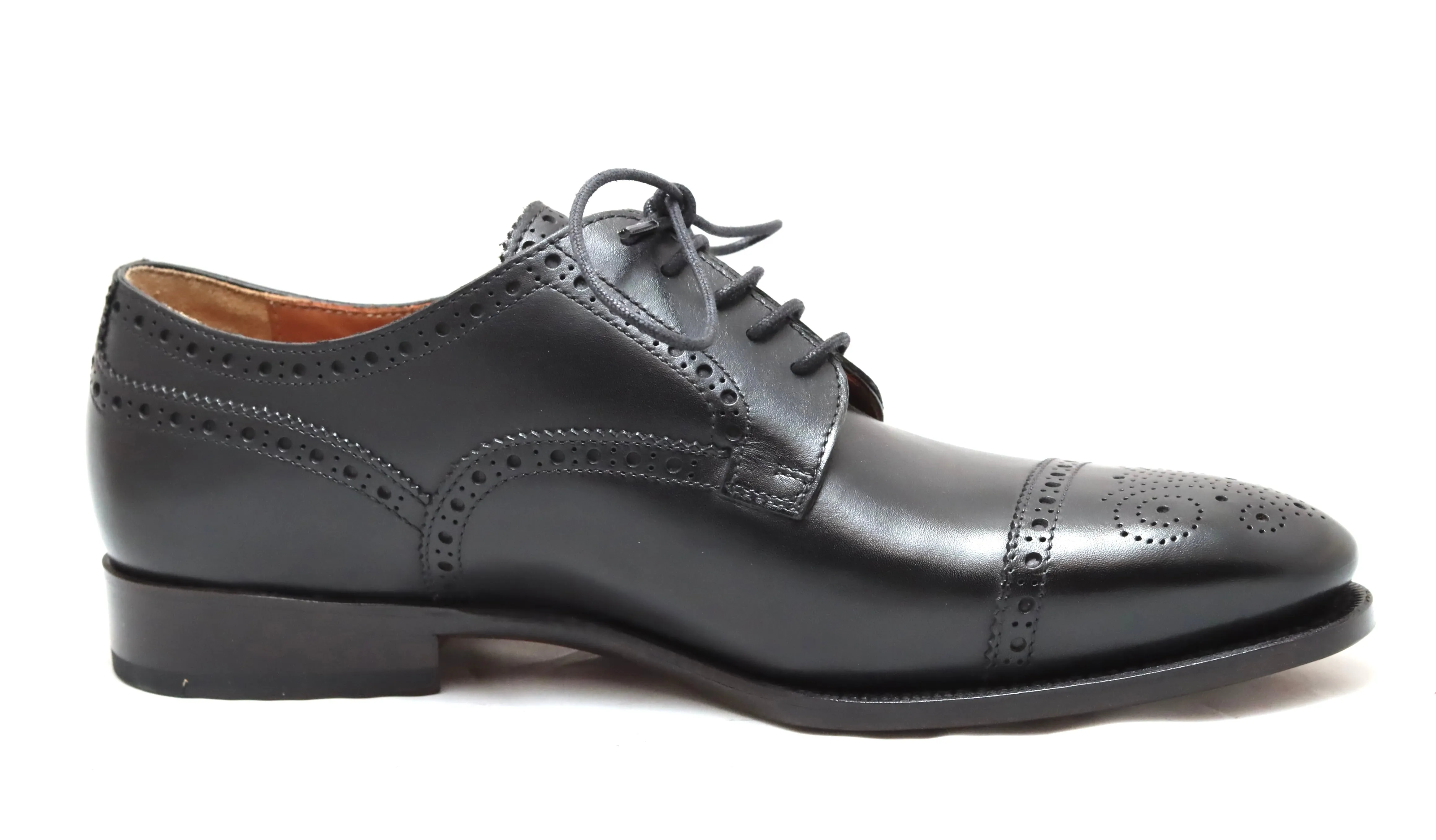 Costco Boots Toe cap derby brogue | black | calf | wide fit