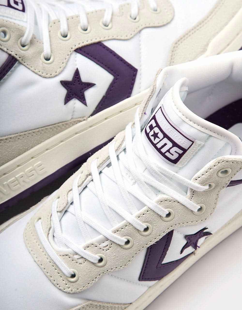 Converse Fastbreak Pro Skate Shoes - White/Vaporous Grey/Purple Stylish Skate