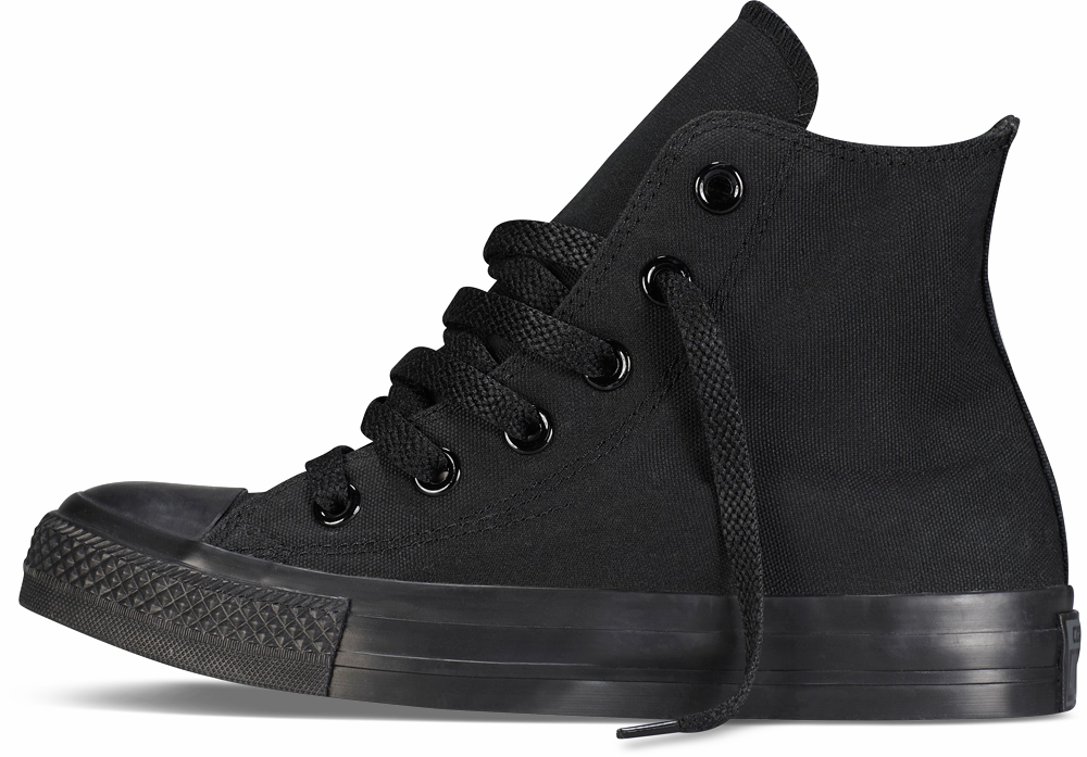 Converse Youth Chuck Taylor All Star Hi Top Black Monochrome Running Shoes Mesh