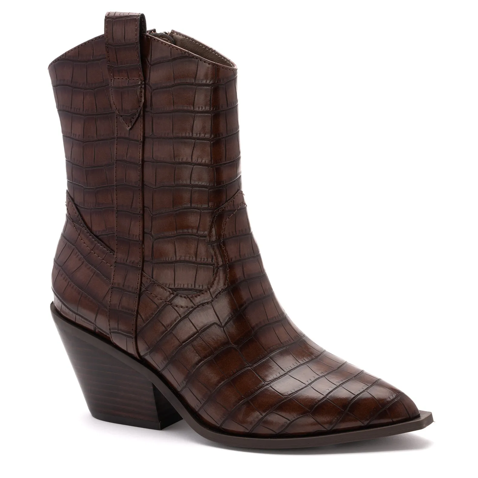 Square Toe Boots Corky's Rowdy Brown Croco Short Cowboy Boots