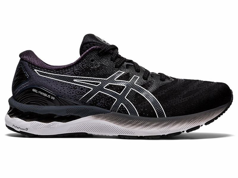 Men's Asics Gel-Nimbus 23, Black/White, 10 4E Extra Wide Asics Low Profile Shoes