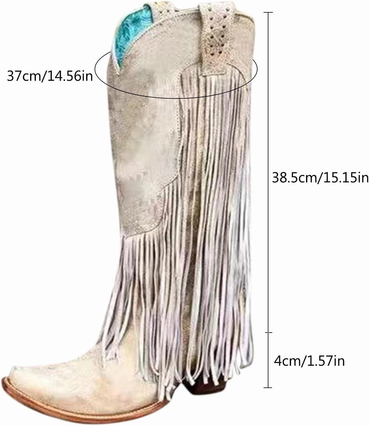 Cowboy Boots For Women Tassel Western Chunky Heel Cowgirl Boots Retro Pull On Suede Knee High Cowboy Boots Combat Boots Size Chart