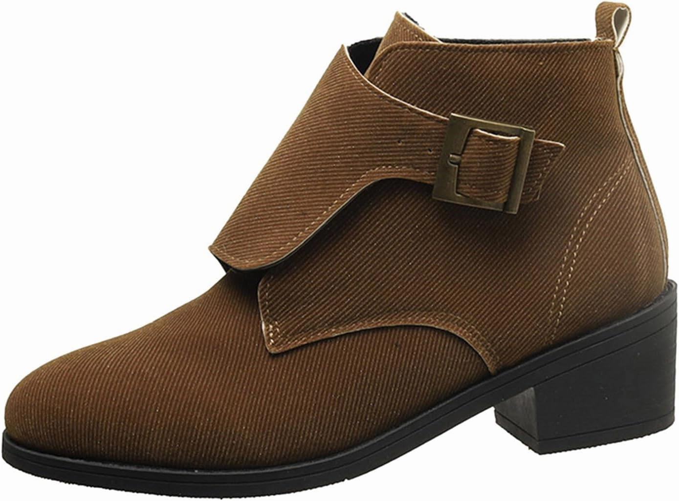 Combat Boots Model Cowgirl Boots Women's Suede Ankle Boots Adjustable Buckle Low Block Heel Booties Casual Short Pull On Fall Bootie