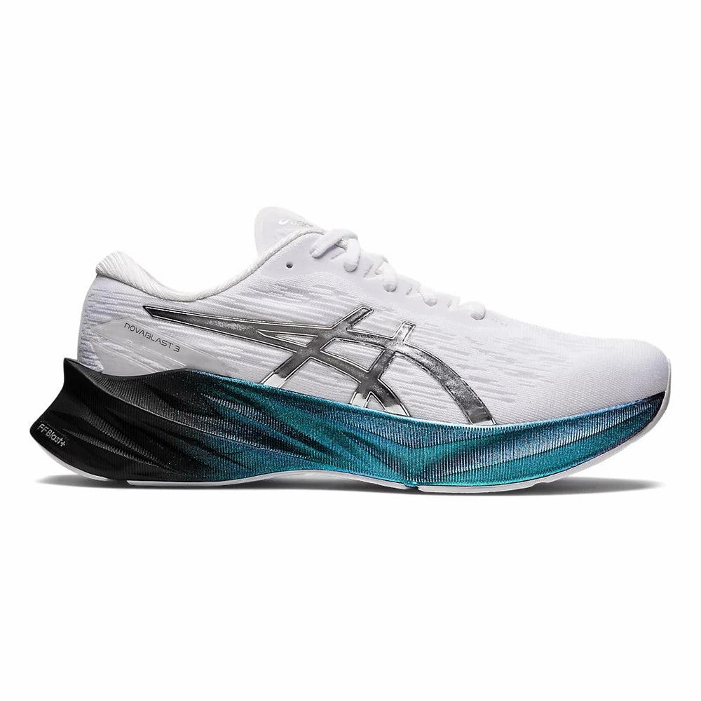 Asics Shoes Vs Skechers Men's Asics Novablast 3 Platinum, White/Pure Silver, 12.5 D Medium