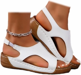 SACFOF Wedge Sandals for Women Summer Orthopedic Arch Support Flat Comfortable Beach Shoes Dressy Summer Casual Sandals Nike Tennis Shoes Sale