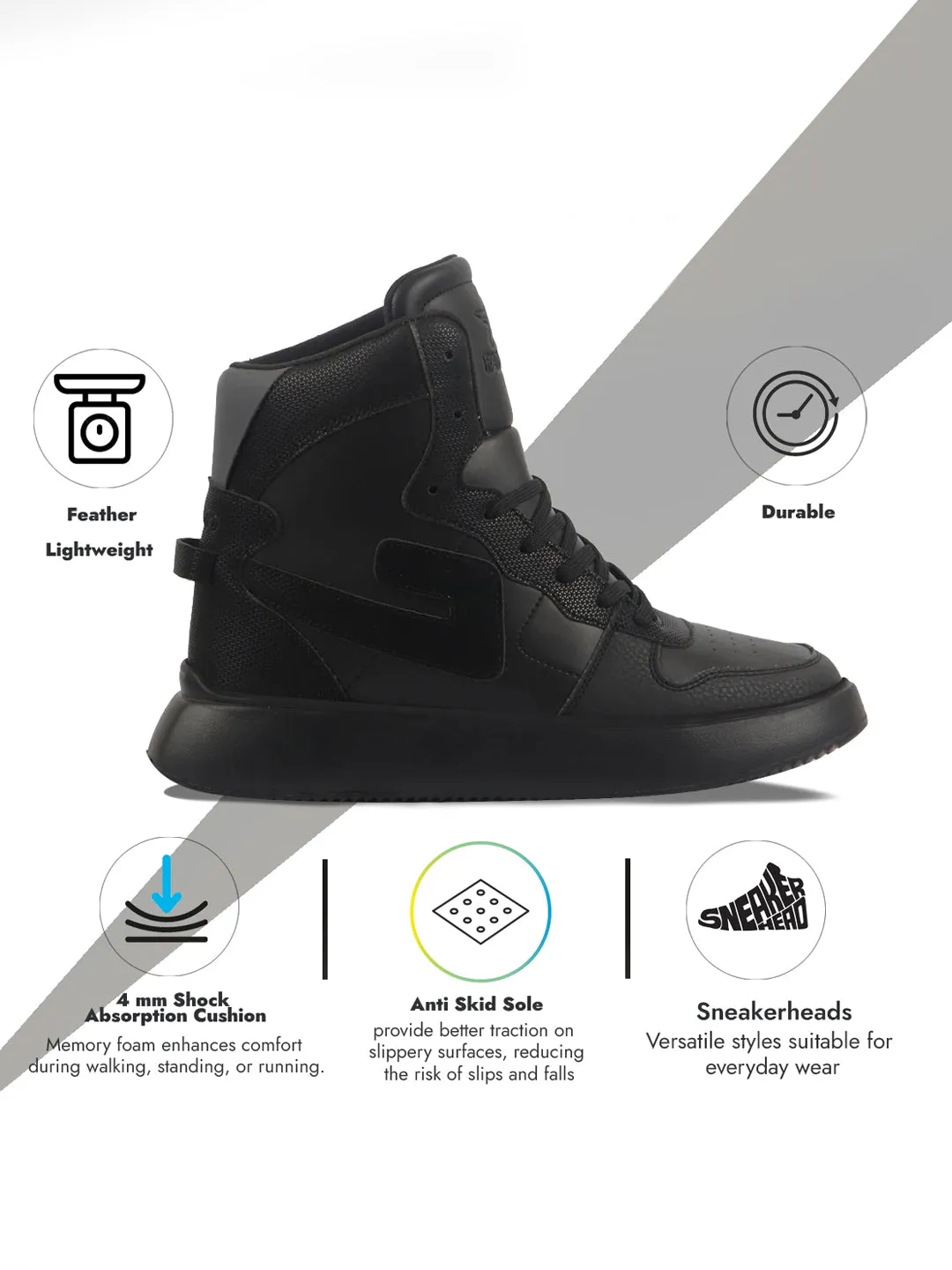 FAUSTO Men Olive High Top Chunky Classic Lace Up Sneakers|High Ankle Sneakers With Memory Cushion|Lightweight All Day Sneakers Knee High Gladiator Heels