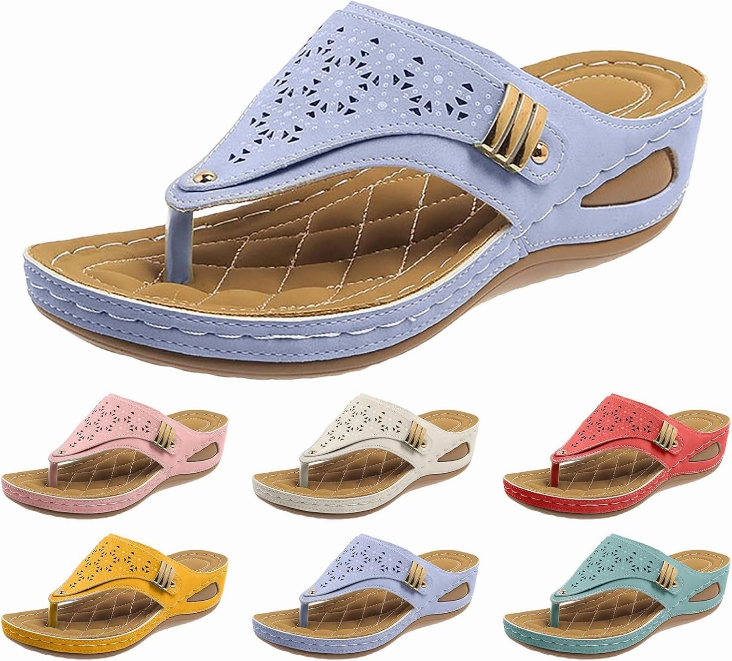 Orthopedic Sandals for Women Dressy Comfortable Arch Support Flip Flops Wedge Sandals Summer Vacation Beach Shoes Choose Juicy Flip Flops