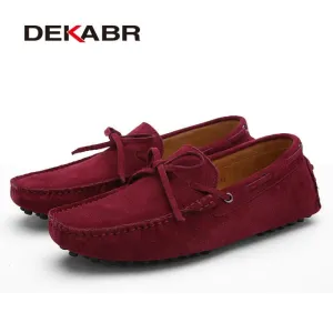 Pleasure High Heels DEKABR Brand Big Size Cow Suede Leather Men Flats 2020 New Men Casual Shoes High Quality Men Loafers Moccasin Driving Shoes
