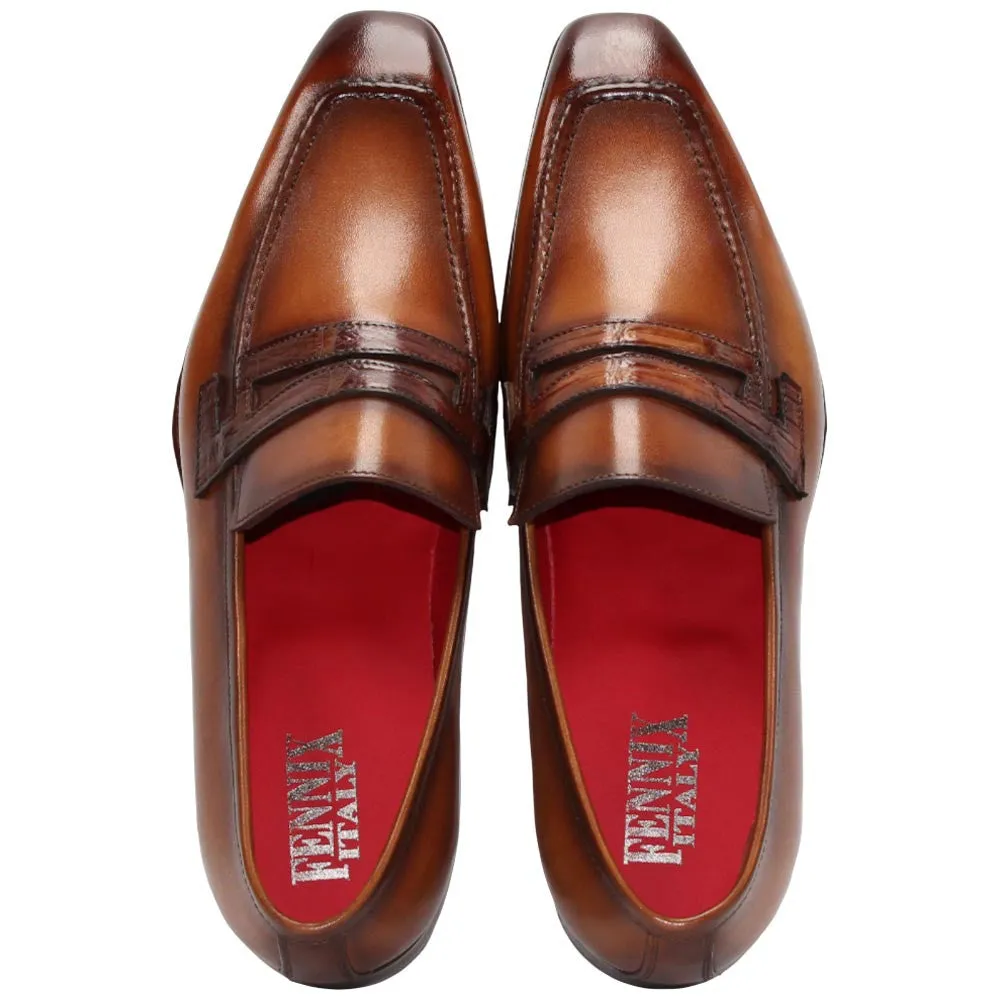 Beach Dress Shoes Fennix of Italy Genuine Alligator Skin LIAM Cognac Dress Loafers (USA Men Size)