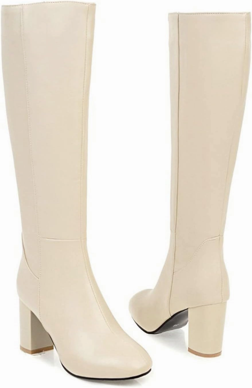 Knee High Boots Women Thigh High Boots Women's Thick Heel High Heel Square Toe Fashionable Chelsea Boots Comfortable Leather Pointed Toe Knee High Boots