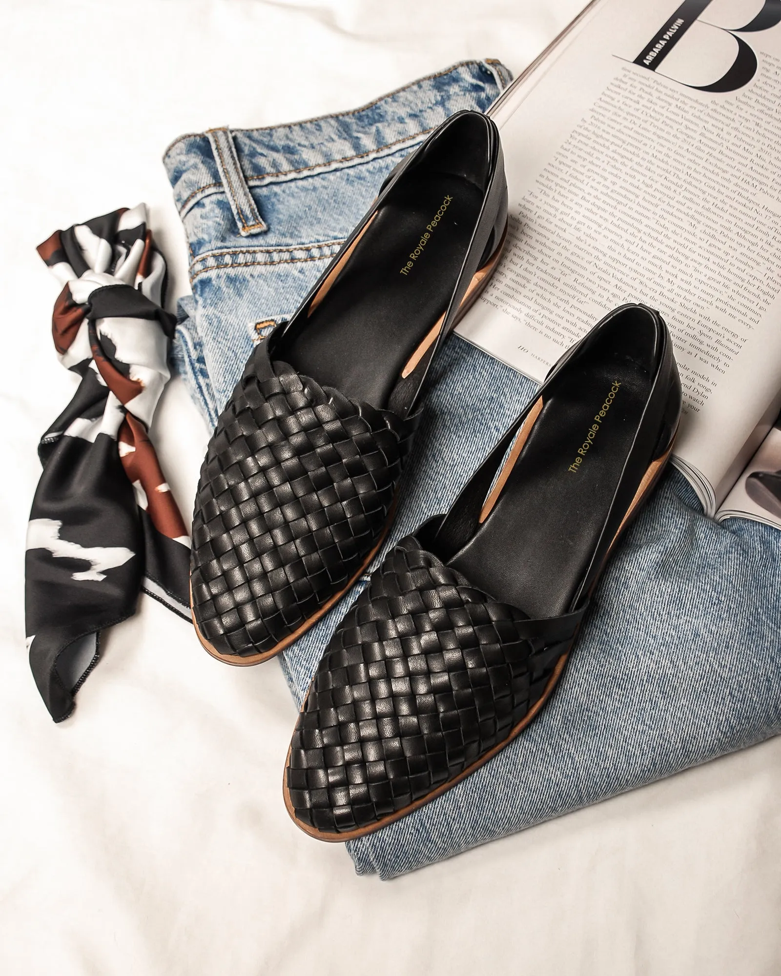 Zoe Black Braided Flats for Women Good Affordable Snow Boots