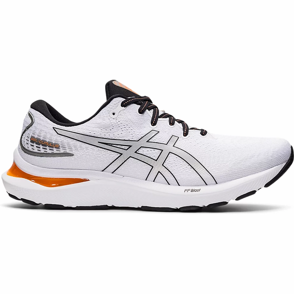 Men's Asics GEL-Cumulus 24, White/Piedmont Grey, 10.5 D Medium Asics Shoes For Volleyball