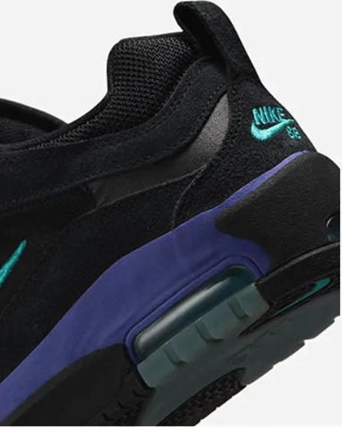 Nike SB - Air Max Ishod Shoes | Black Violet Nike Maximum Cushioning Shoes